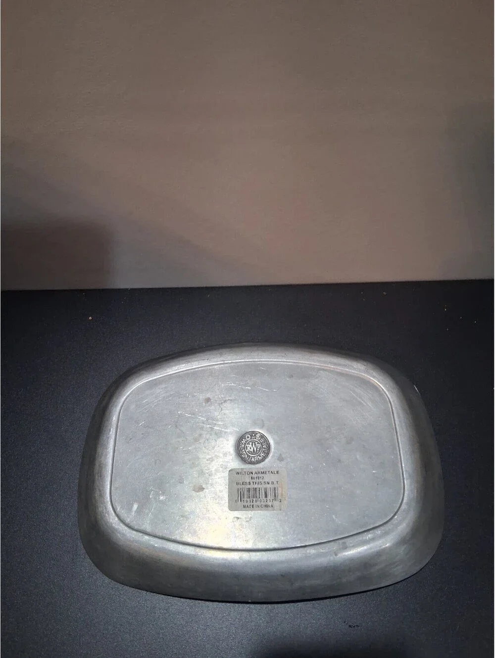 Vintage Pewter Bread  Tray , Wilton  Armetale, Bless This House 9 1/ 4